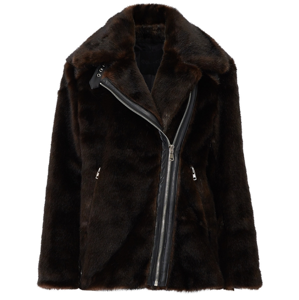 Kendall+Kylie faux mink Moto jacket